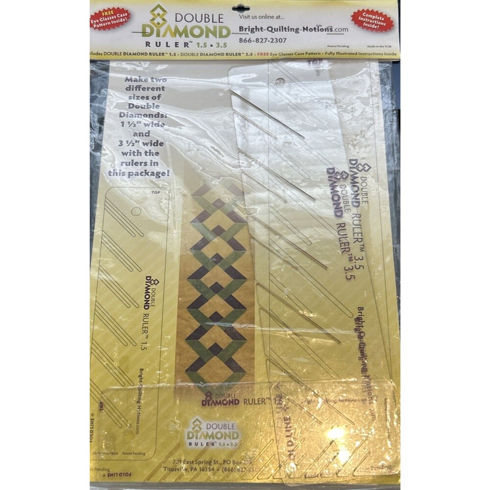 Double Diamond Quilting Ruler Kit Bright Quilting Notions 1.5” And 3.5” Borders